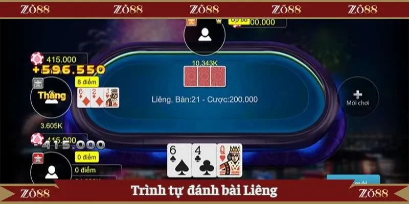 Trình tự đánh bài Liêng